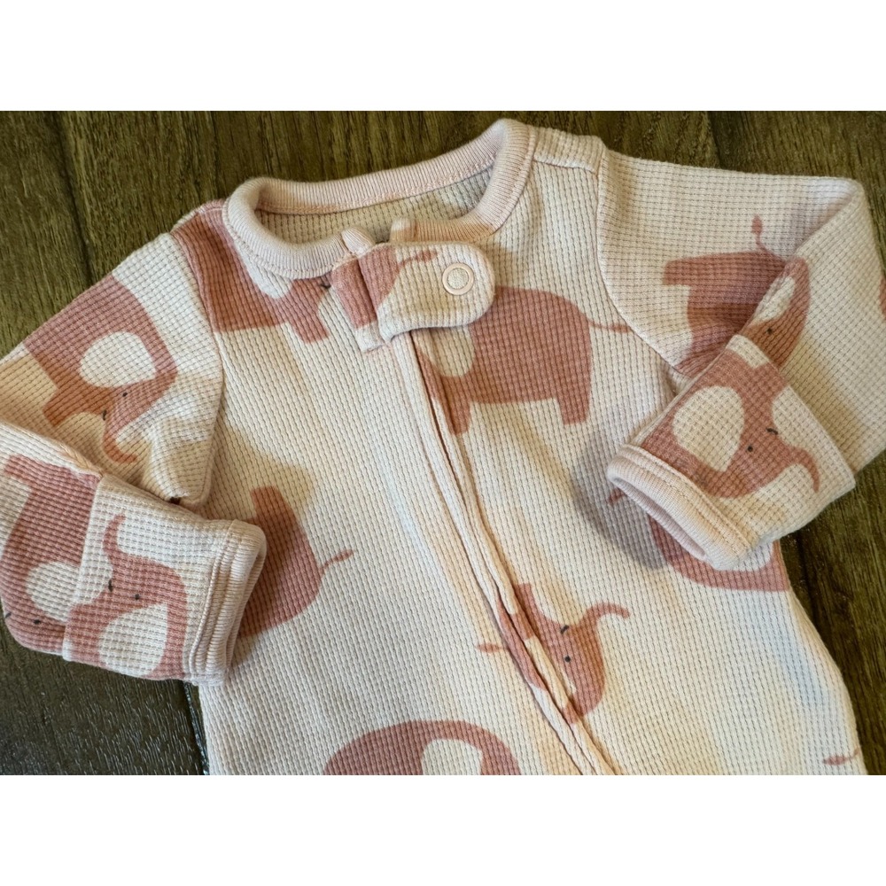 Carters Baby Girl Preemie Sleeper Outfit Zipper Footie Pink Elephants Thermal